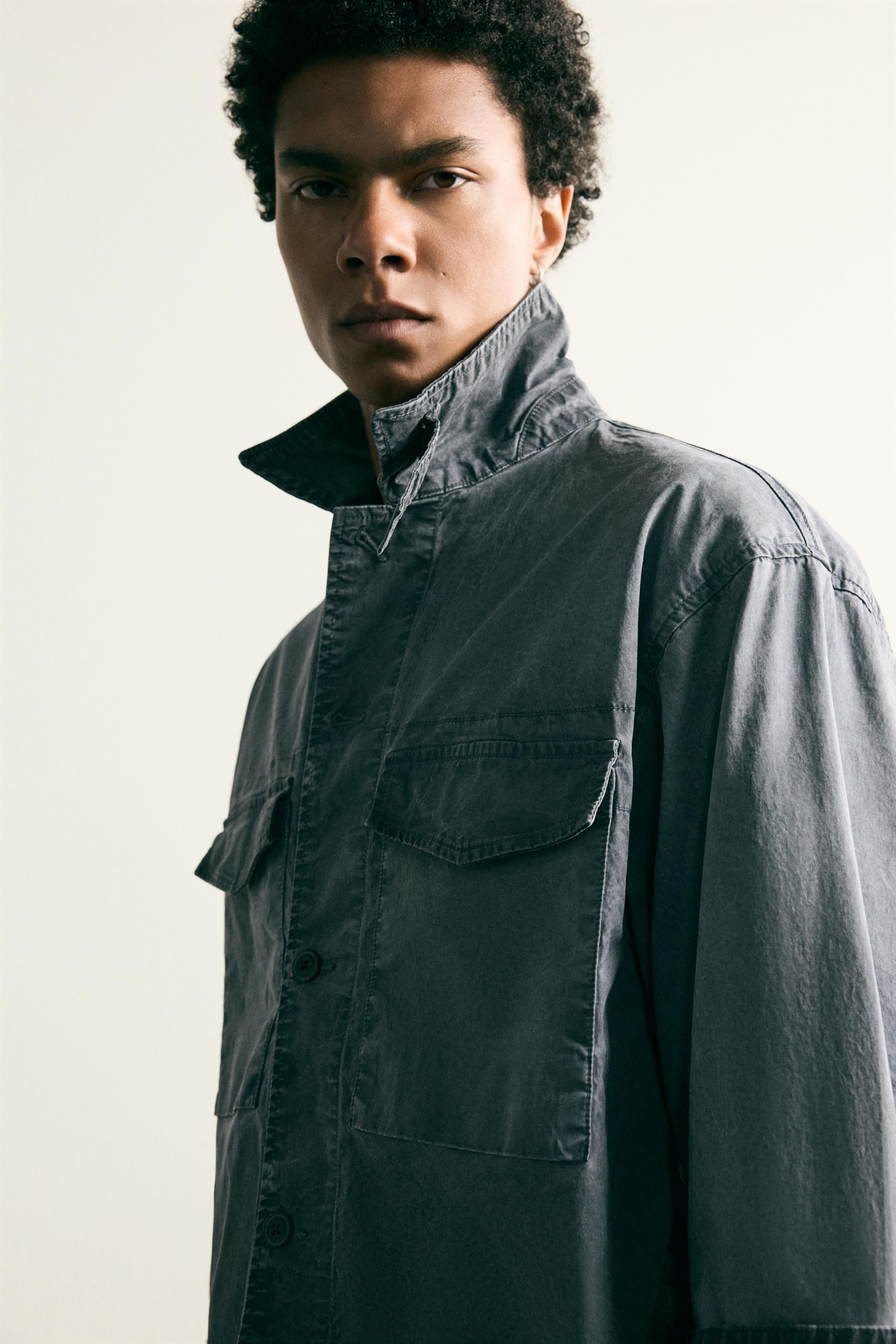 WASHED EFFECT CROPPED JACKET